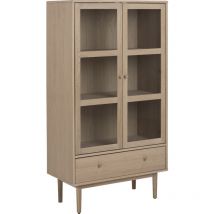 Aston Vitrinenschrank mit 2 Glastüren und 1 Schublade, weiß geölt eichendekor.