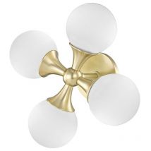 Astoria Applique a 4 luci in ottone, vetro, 3000K
