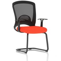 Astro Visitor Bespoke Fabric Seat Tabasco Orange Cantilever Leg Mesh Chair