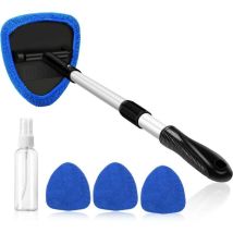 Astroai Nettoyant Pour Pare-brise, 4 Tampons En Microfibre, Nettoyage De Pare-brise Avec Poignée Télescopique Kit D'Essuie-glace Intérieur Automatique