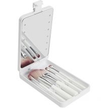 Astuccio per il trucco con specchio a led e pennelli
