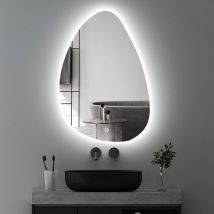 Asymmetrischer Spiegel mit Beleuchtung 55x80cm led Badspiegel mit Beleuchtung Spiegel mit Licht led Spiegel mit Touch-Schalter, Dimmbar 3 Lichtfarbe