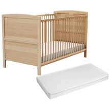 Lit bébé évolutif avec matelas essentiel en bois 70 x 140 cm - AT4