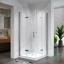 ATÉA Cabine de douche d'angle H 180 cm, 2 portes pliantes et pivotantes - verre transparent 90 x 120 cm