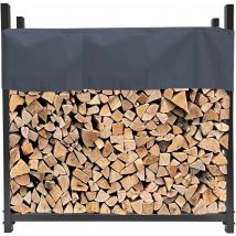 Quick-star - tagère à Bois de cheminée en métal Anthracite 113 x 25 x 115 cm