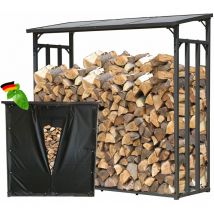 Quick-star - tagère en métal pour Bois de cheminée Anthracite 143 x 70 x 145 cm Distance Entre Les Bois 1,4 m³ avec protection contre les intempéries