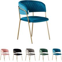 Life Interiors - Chaise de salle à manger simple en velours Atarah lux avec pieds en métal - Chaise de salle à manger - Chaise rembourrée - Chaise de