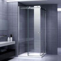 ATEMIS Cabine de douche d'angle 105 x 115 - H.200 cm porte coulissante verre 8 mm transparent