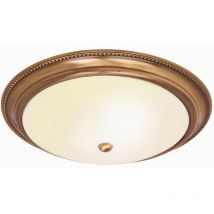 Endon - Atlas - 2 Light Flush Ceiling Light Antique Brass, Acid Glass, E27