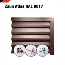 Bravo The Smart Solution - Atlas-Zaun-Set (Zaunpaneel, Lamellenzaun, Sichtschutz) 104,5 cm x 200 cm Metall Stärke 0,45 mm inkl. Zubehör braun