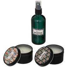 Set parfumé : 2 bougies, spray d'ambiance, 100 ml