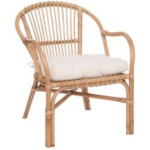 Atmosphera Créateur D'intérieur - Fauteuil Neta rotin tissu blanc