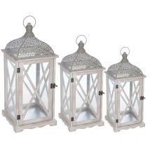 Atmosphera Créateur D'intérieur - Set de 3 lanternes Isis bois naturel