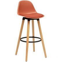 Chaise de bar Maxon en hêtre & métal H92,5cm rose terracotta Atmosphera Créateur D'intérieur