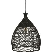 Les Tendances - Luminaire Suspension en Rotin noir d 49 cm - Atmosphera