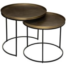 Atmosphera Créateur D'intérieur - Lot de 2 tables café Basile Doré Atmosphera