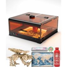 A24 Ultra Lasergravierer 120W mit B3 Schutzbox und Kamera, 24W Laser graviermaschine mit 36000mm/min Hochgeschwindigkeit, 0.06 x 0.06 mm,