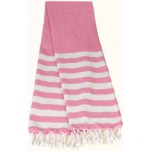 Telo mare Fouta a righe con frange 90 x 180 cm, rosa - Atout Ciel