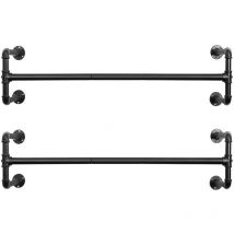 Attaccapanni da Muro, Set di 2, Barra Appendiabiti da Parete, Stile Industriale, Salvaspazio, 110 x 30 x 29,3 cm, Ciascuno Regge Fino a 60 kg,