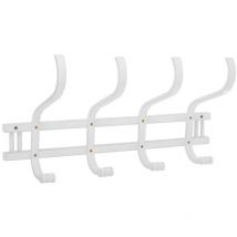 Attaccapanni da Parete in Legno Bianco Appendiabiti Muro per Ingresso 60x24x26cm