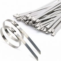 Macaron - 100 Pièces Attaches de câble Robustes, Collier de serrage inox en Acier Inoxydable Serre-câbles Acier Autobloquante 4,6x200mm