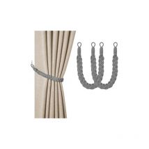 Attaches de rideaux, 2 attaches de rideaux tissées à la main grises, bandes de cordon de rideau tricotées, accessoires de rideaux tricotés pour la