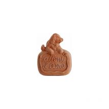 Decorazione attenti al cane rifinita a mano 20 cm in terracotta giardino