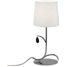 Mantra - Inspired Andrea - Table Lamp 45cm, 1 x E14 (Max 20W), Polished Chrome, White Shades, Black Crystal Droplets