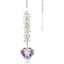 Attrape-Soleils Capteur de Soleil Cristal Décoration avec Pendentif Coeur Prisme à Suspendre en Cristal K9 Clair Pendentif Décoration de Chambre