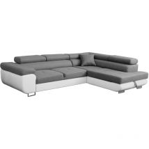 Mobilier Deco - aubin - Canapé d'angle convertible gris et blanc coffre de rangement - Angle Droit