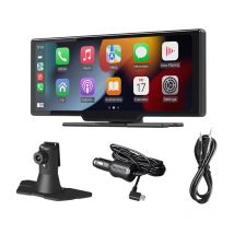 Audio de voiture portable de 10,26 pouces avec A-pple Carplay sans fil Android Auto, écran tactile 7-32 v, assistant vocal/Bluetooth/émetteur