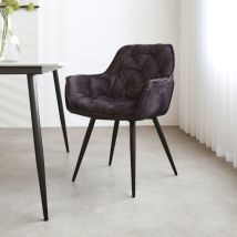 Schicker Esszimmerstuhl Samt Anthrazit Stoff Audrey - Mit