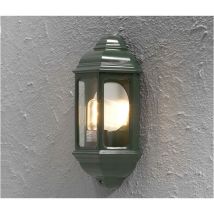 Außen led Wandlaterne, Halbschale im Landhausstil, Grün, Höhe 36cm