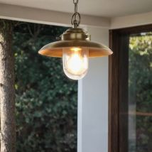 Außen Pendelleuchte Messing Glas IP54 Ø23cm Maritim Außenlampe Balkon Terrasse