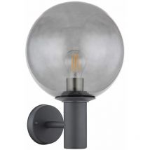 Außenlampe Edelstahl Wand Wandleuchte Außen E27 Terassenlampe Außen anthrazit, Glas rauch, 1x E27, LxBxH 26,5x25x37 cm