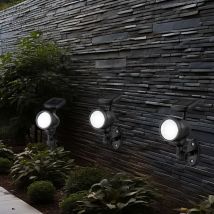 Außenleuchte Solarlampe Solarleuchte Steckleuchte Lampe Garten, IP44 Erdspieß Akku beweglicher Spot, schwarz, 1x led warmweiß, LxH 8,5x17cm, 3er Set