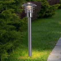 Außenleuchte Stehllampe Gartenleuchte Terrassenbeleuchtung Laterne Metall Edelstahl gebürstet, LED 7W 630Lm warmweiß, LxBxH 22x22x80 cm