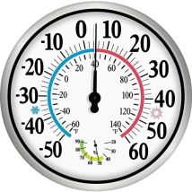 Außenthermometer, 12 Große Ziffern – 2-in-1 Kabelloses Innen-/außenthermometer-hygrometer, Wandmontiertes Thermometer-hygrometer Mit Edelstahlgehäuse