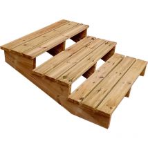 Vinuovo - Madrid Außentreppe Holz Xl 3 Stufen Extra Tief Höhe 42cm Breite 120cm