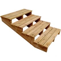 Vinuovo - madrid Außentreppe Holz xl 4 Stufen extra tief Höhe 55cm Breite 120cm