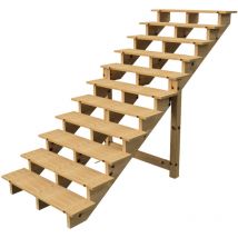 Vinuovo - Außentreppe Holz Höhe 190cm 11 Stufen, Breite 120cm, ohne Setzstufen