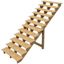Vinuovo - Außentreppe Holz Höhe 207cm 12 Stufen, Breite 120cm, ohne Setzstufen