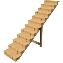 Vinuovo - Außentreppe Holz Höhe 207cm 12 Stufen, Breite 80cm, Mit Setzstufen