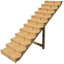 Vinuovo - Außentreppe Holz Höhe 207cm 12 Stufen, Breite 100cm, mit Setzstufen