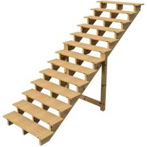 Vinuovo - Außentreppe Holz Höhe 224cm 13 Stufen, Breite 100cm, ohne Setzstufen