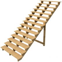 Außentreppe Holz Höhe 258cm 15 Stufen, Breite 160cm, Ohne Setzstufen