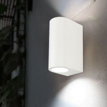 Außenwandlampe Fassadenleuchte weiß Up Down Terrassenlampe Gartenleuchte Haustürlampe Wandleuchte 2 flammig, 2x GU10, LxBxH 8,8 x 6,8 x 15,2 cm