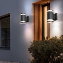 Globo Lighting - Außenwandlampe Up Down Strahler Terrassenleuchte anthrazit Haustürlampe Fassadenleuchte, Aluminium Glas, 2x Gx53, BxH 10x16,5 cm,