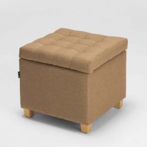 AHD Amazing Home Design Aufbewahrungshocker mit Kissen – Chesterfield-Stil – 42x42x40 cm – Beige
