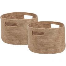 Aufbewahrungskorb 2er Set Natur Baumwolle 30 cm Rund Boho Stil Wäschekorb Textilkorb Stoffkorb für Wohnzimmer Schlafzimmer Kinderzimmer